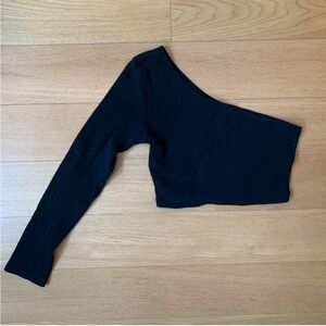 Princess Polly Black One-Shoulder Crop Top